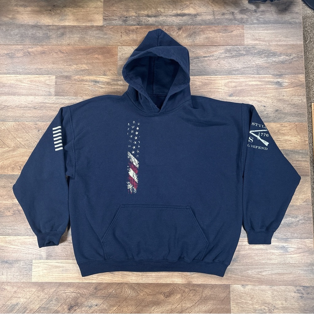 Grunt Style Hoodie Mens XL Blue Fleece Ling Sleeve hooded Pullover Sweatshirt